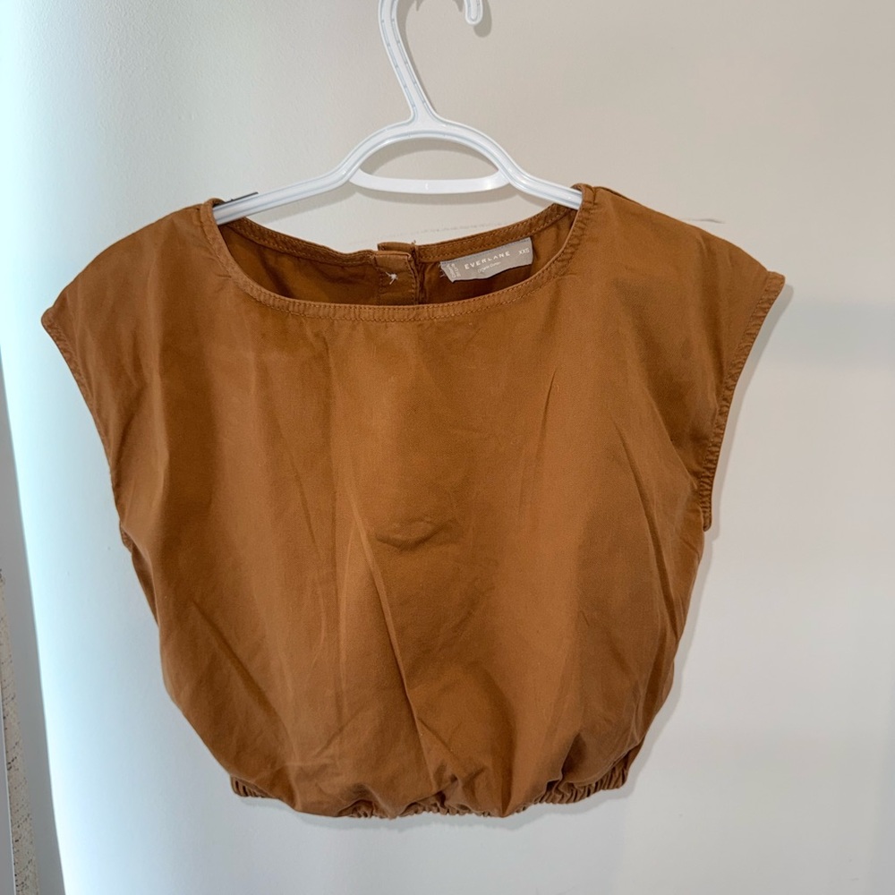 Pristine Everlane The Bubble Top Tawny Brown Organic Cotton Size XXS - Picture 5 of 7